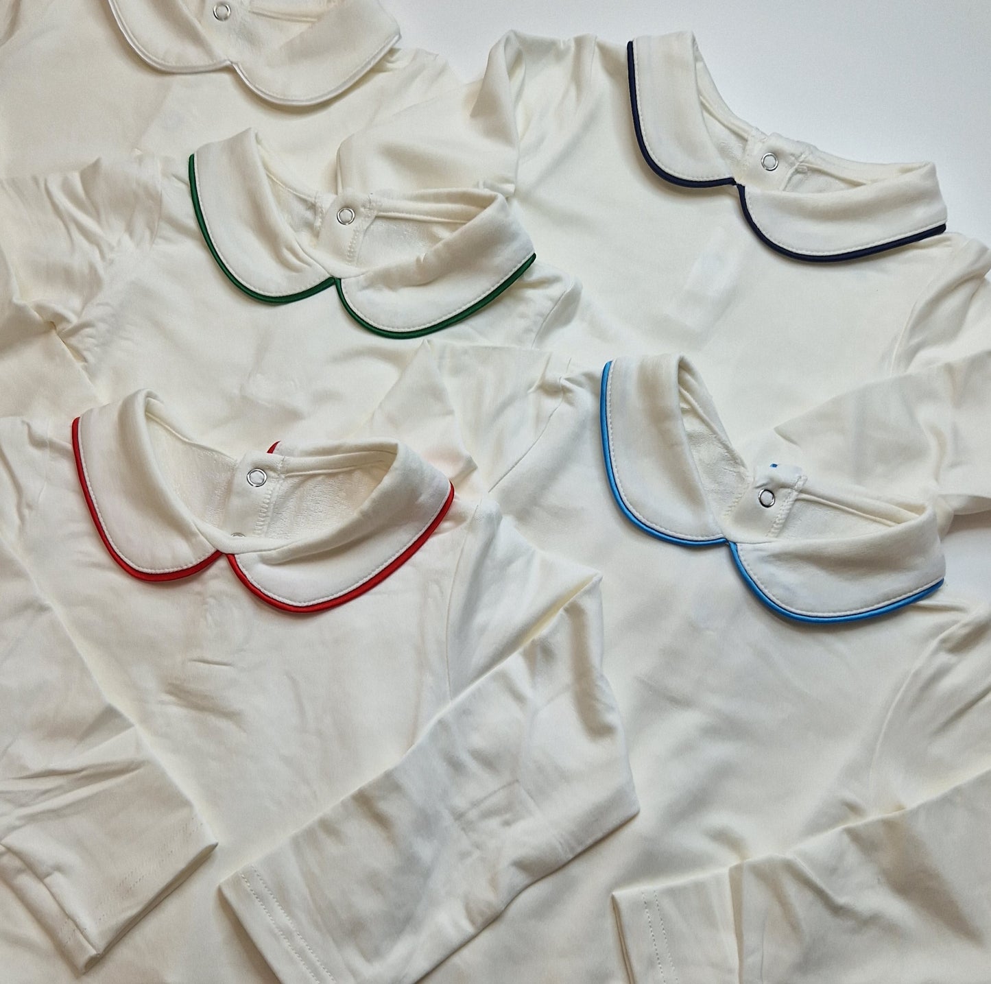 Fleeced Bamboo Onesie with Peter Pan Collar - Long sleeve