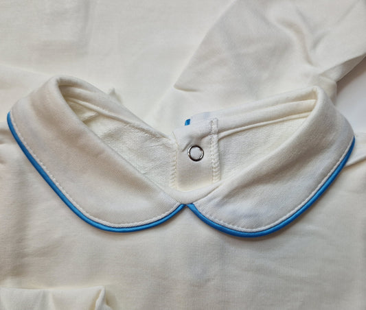 Body in bambù felpato con colletto Peter Pan colorato - Manica lunga