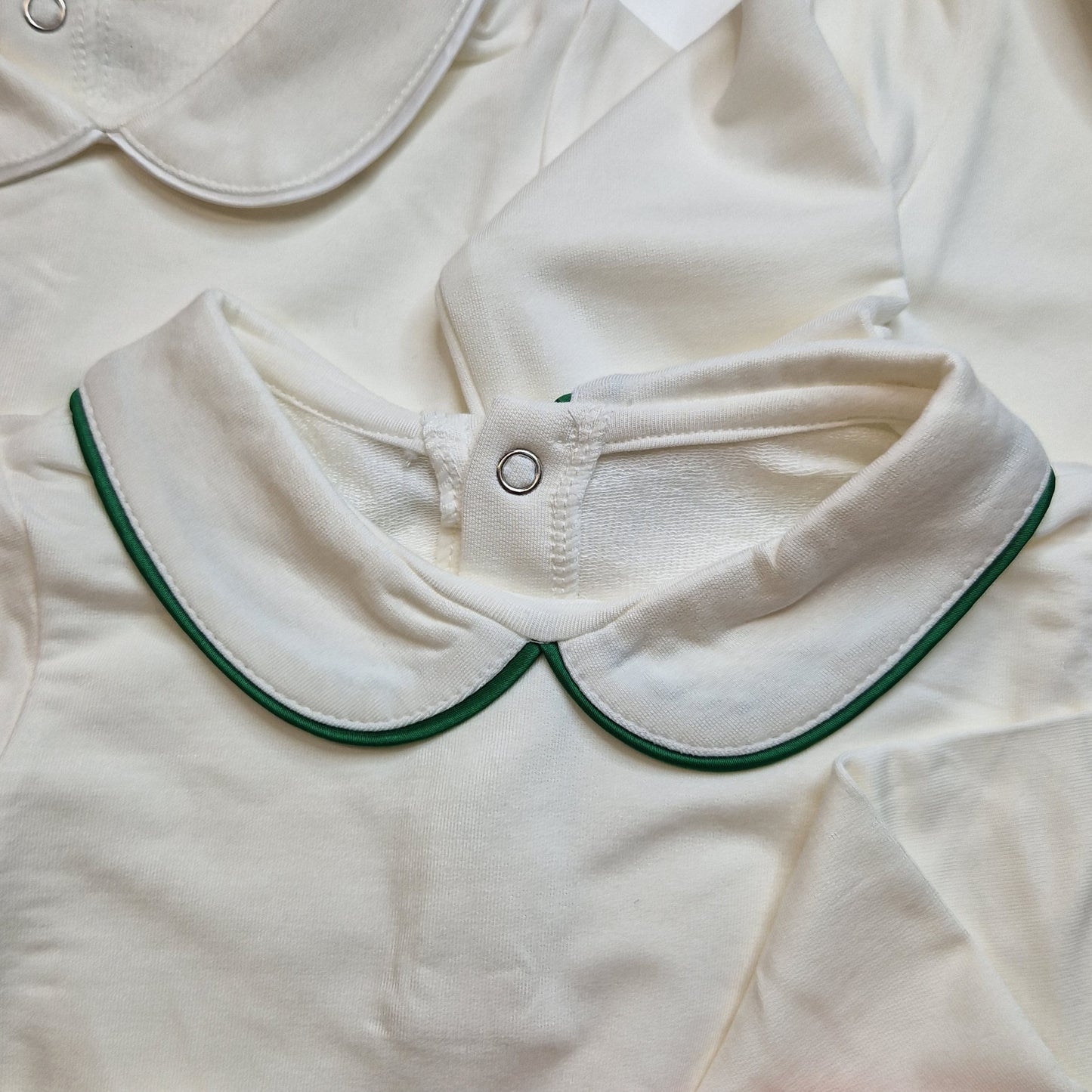 Body in bambù felpato con colletto Peter Pan colorato - Manica lunga